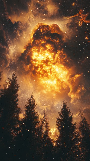 Wald, Nacht, Sterne, Himmel, Wolken
