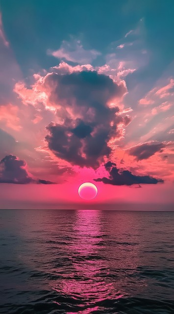 Sonnenuntergang, Meer, Wolken, Himmel