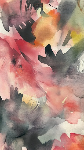 Aquarell, Abstrakt, Rot, Schwarz, Orange