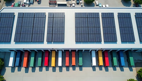 Lagerhaus, Sonnenkollektoren, Energie