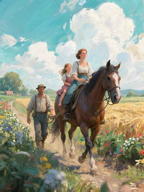 Free ai generated farm hand family illustration