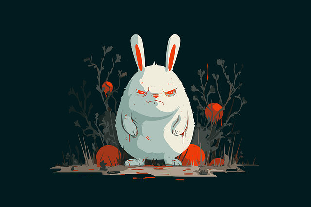 Free ai generated white rabbit zombie vector