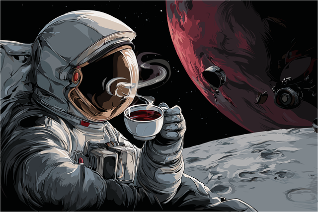 Free ai generated astronaut coffee vector
