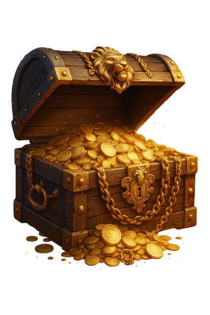 Free ai generated treasure chest gold coins illustration