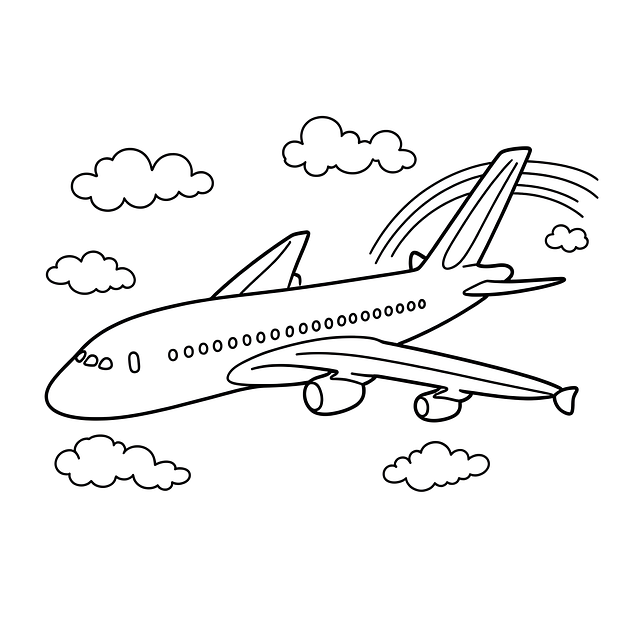 Flugzeug, Zeichnung, Malseite