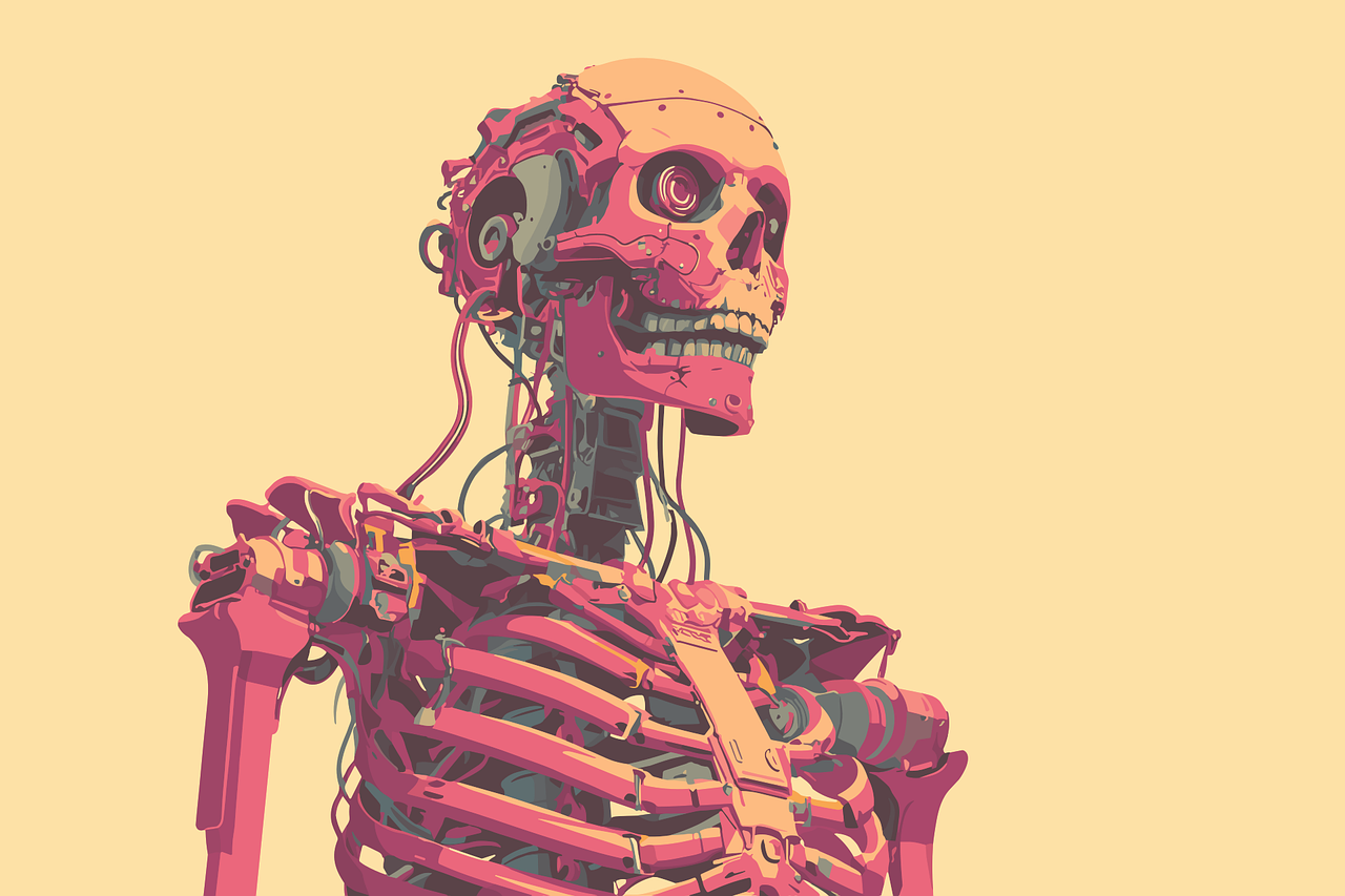 Free ai generated cyborg skeleton illustration