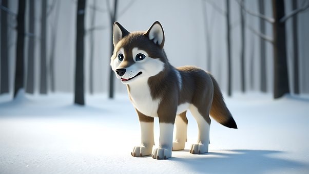 Hundehvalp, Ulv, Husky, Hund, Sød, Sne