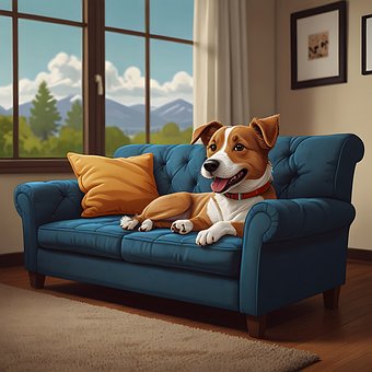 Hund, Kæledyr, Sofa, Stue, Lykkelig
