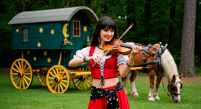 Free gypsy woman violinist illustration