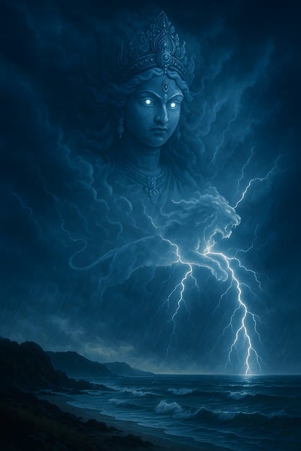 Free goddess durga storm illustration