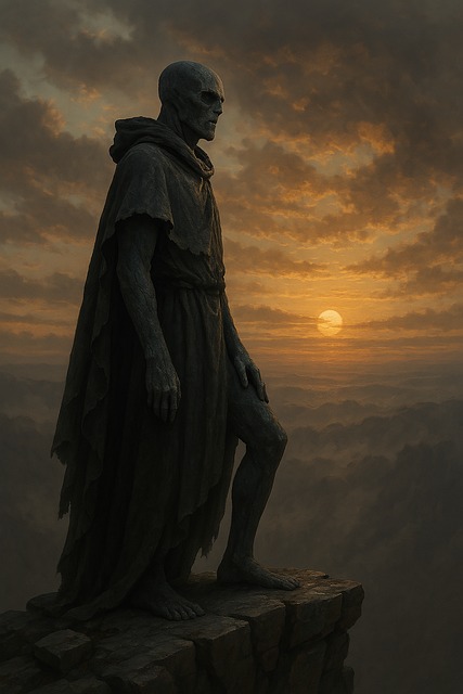 Solnedgang, Menn, Forsteinet, Landskap