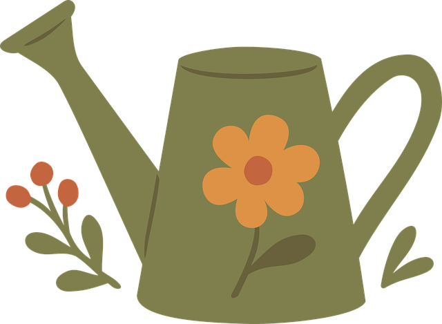 Free cottagecore watering can nature illustration