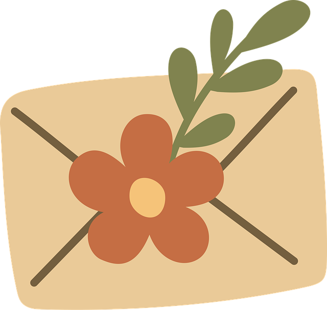 Free envelope cottagecore flower illustration