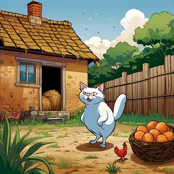 Katze, Hähnchen, Geflügel, Nest, Stein