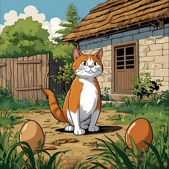 Ingwer Katze, Hof, Rustikal, Baracke