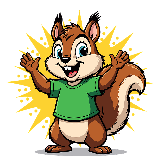 Free ai generated cartoon squirrel bright colours vector