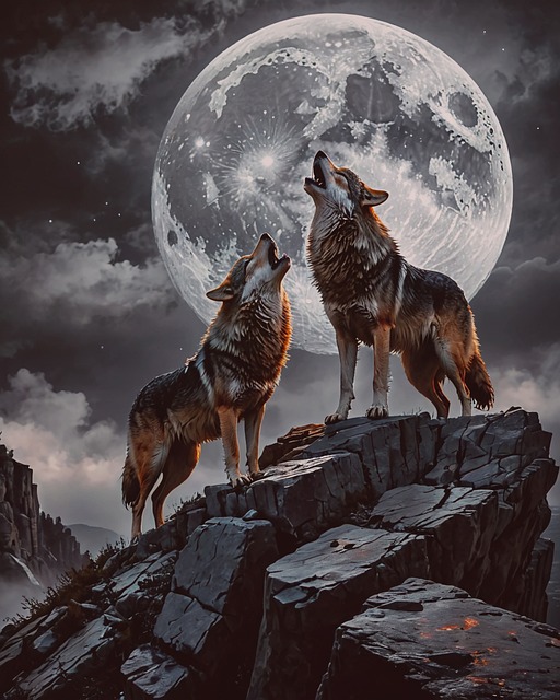 Free ai generated wolves animals illustration