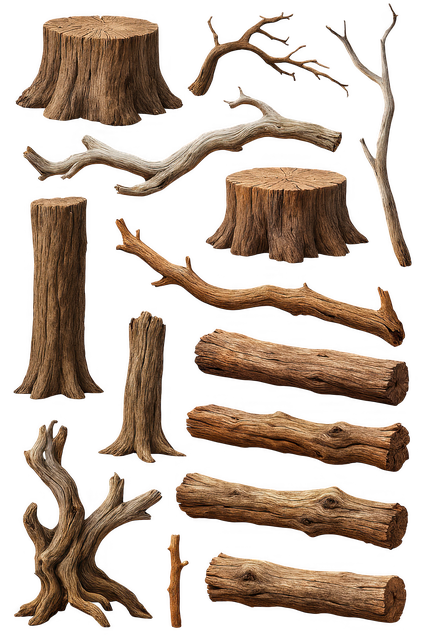 Free ai generated wood logs tree stumps illustration