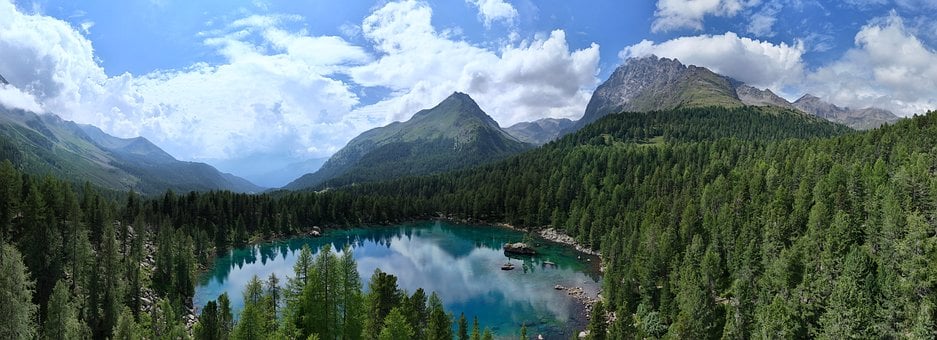 Озеро, Альпы, Швейцария, Бернина, Саосео