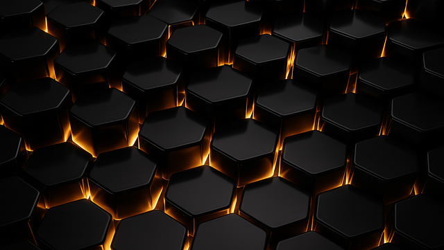 Free black hexagons glowing edges futuristic pattern illustration