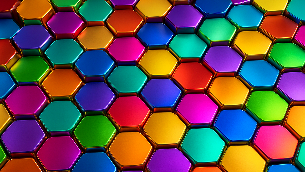 Download free HD stock image of Rainbow Hexagons Colorful Pattern Free rainbow hexagons colorful pattern vibrant background illustration
