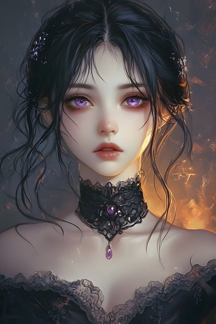 Free gothic beauty anime illustration