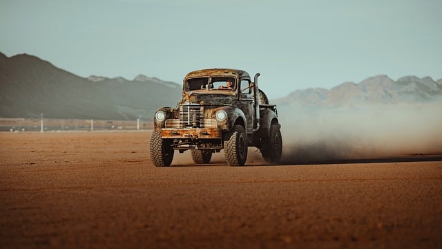 Truck, desert, drylake and nature — photo by Lenzatic