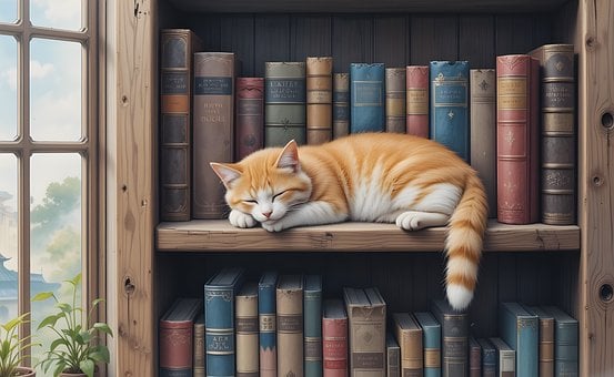 Gato, Câmara, Paz, Silêncio, Estante