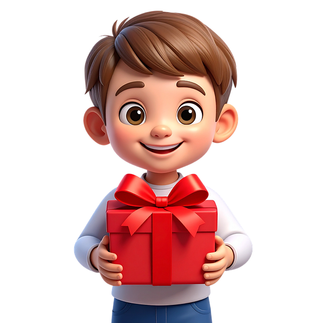 Free cartoon boy gift box smiling boy illustration