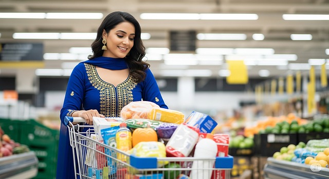 Free ai generated indian woman shopping cart illustration