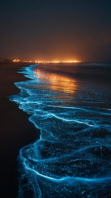 Bioluminescent, beach, blue and nature — photo by photostockeditor