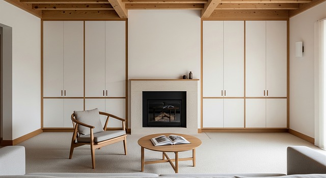 Free living room fireplace minimalist illustration