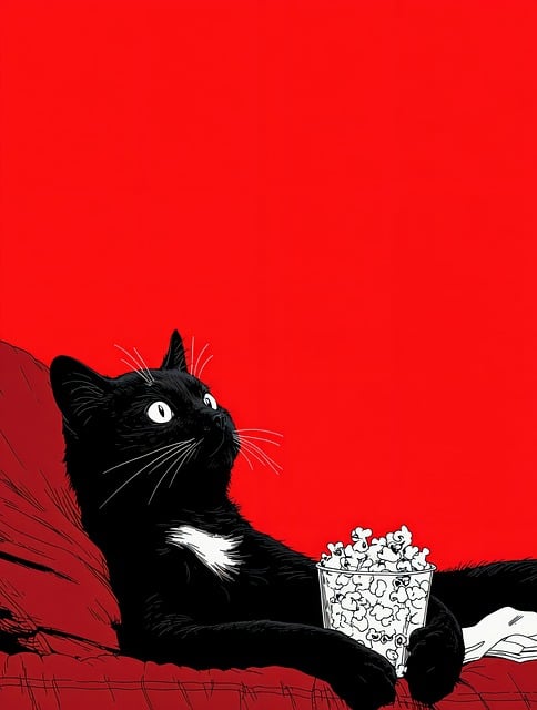 Katze, Haustier, Natur, Schwarz, Popcorn