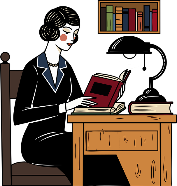 Free eading woman desk vector