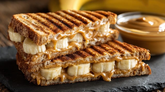 Free sandwich peanut butter banana illustration