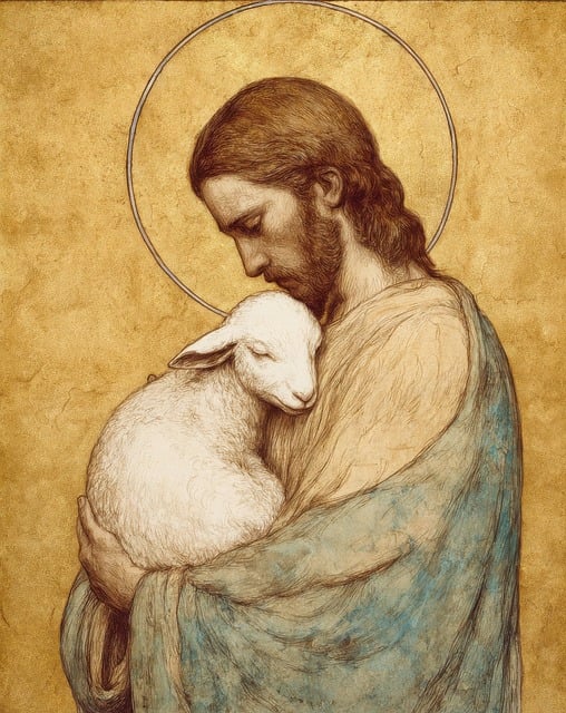 Download free HD stock image of Jesus Shepherd Free jesus shepherd lamb illustration