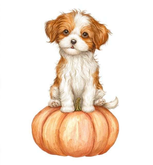 Free puppy nature pumpkin illustration