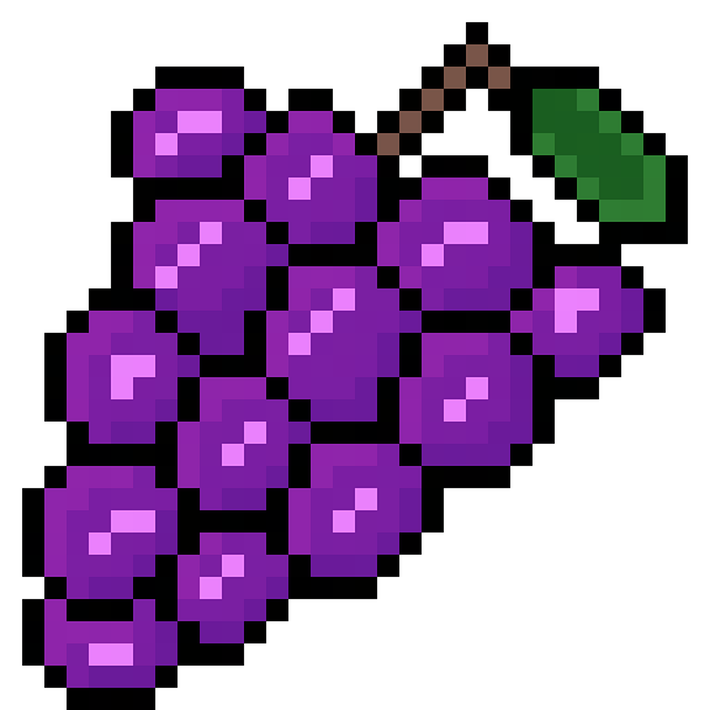 Free grapes fruits pixel art illustration