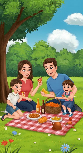 Picknick, Familie, Park, Buitenshuis