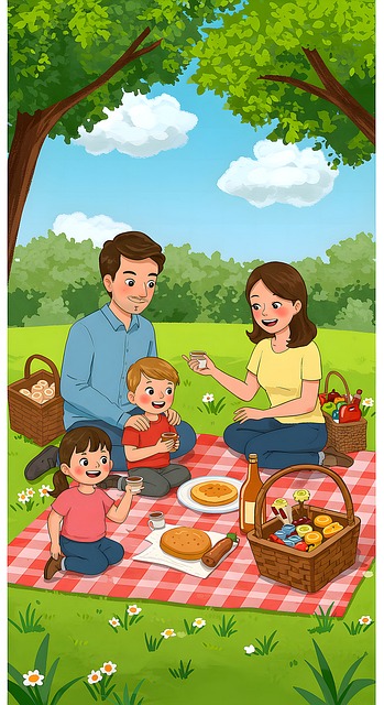 Picknick, Familie, Park, Buitenshuis