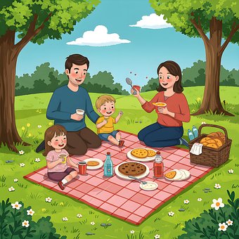 Picknick, Familie, Park, Buitenshuis