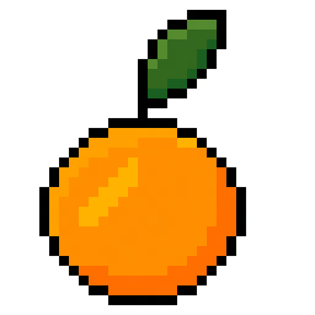 Free orange pixel orange 8-bit fruit illustration