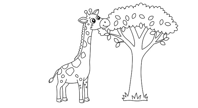 Free ai generated giraffe drawing illustration