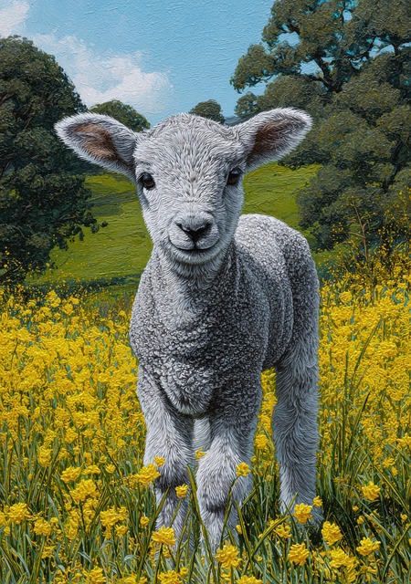 Lamm, Die Schafe, Tier, Malen, Blumen