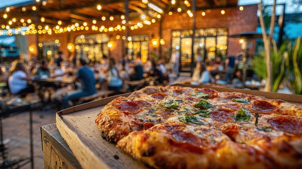 Pizza, Restaurant, Draussen, Essen