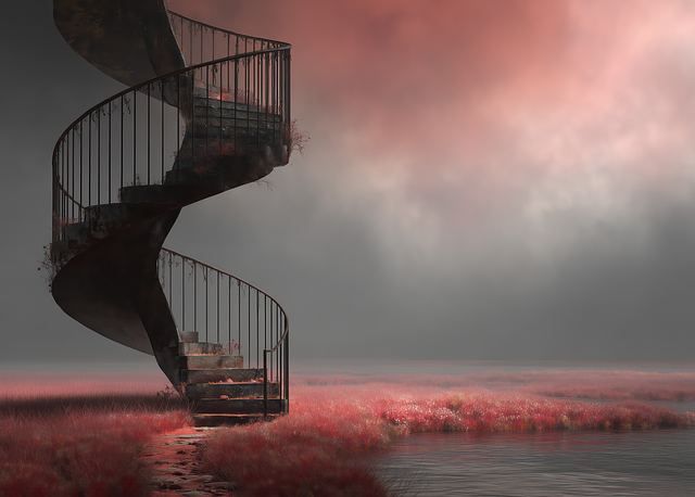 Free ai generated stairs spiral staircase illustration