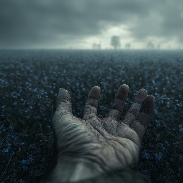 Ai Generado, Mano, Alcanzando, Tormenta