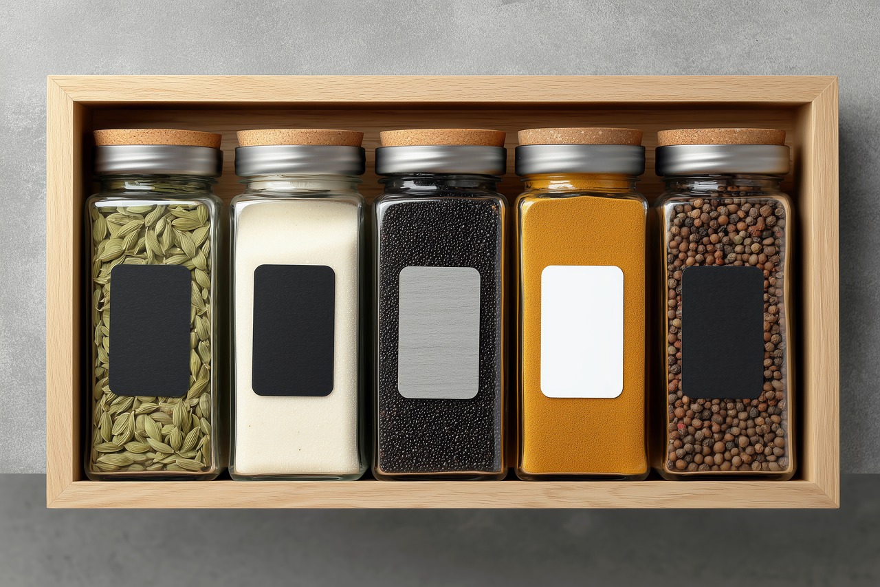 Free spices jars labels illustration