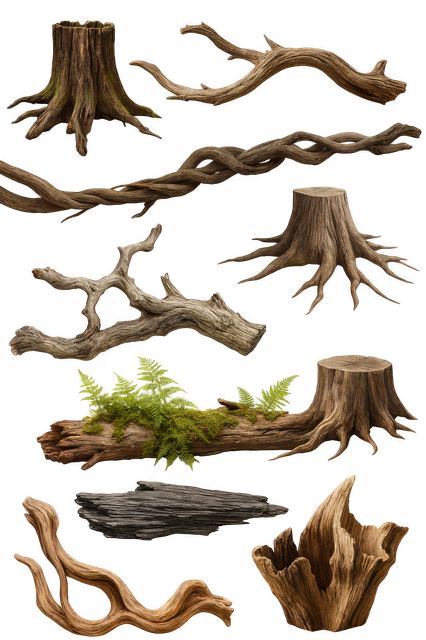 Free tree stumps driftwood collection tree roots illustration