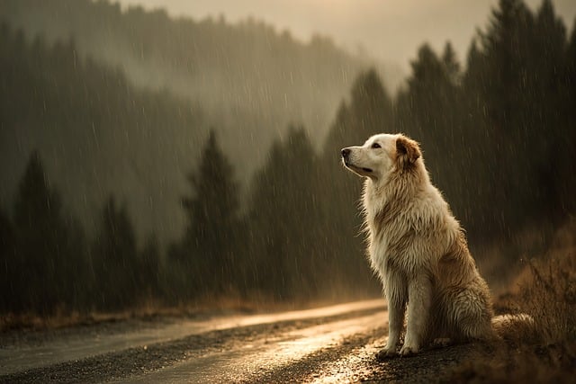 Free Dog Rain photo and picture